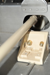 <h5>Belley Tank Release</h5><p>The front one is designed to be hanged from the  lower fuselage wing carry-through spars. The belly fuel tank center of gravity is almost a that point.
The rear hook is attached to the rear wing incidence anchoring point. The load there will be light.
</p>