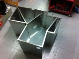 <h5>Rear Fuel tank </h5><p>This is a picture of the inside of the fuel tank, with the baffles in position. I think that I will open some more lightening holes in those bafles, as the fuel tank is somehow heavy</p>